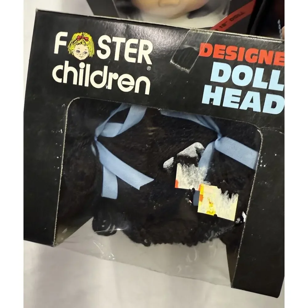VTG 1985 Foster Children 18” Doll Head Esther Lee Foster Black Hair Brown Eyes